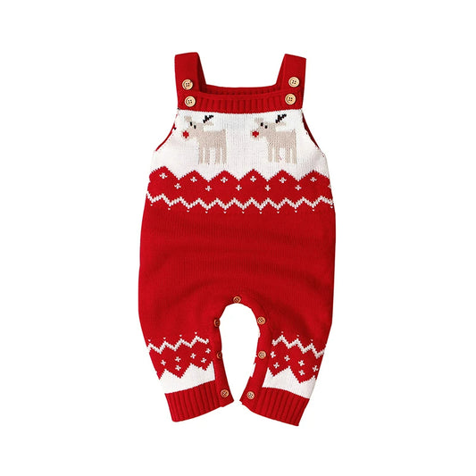 Rentier Strampler – Festlicher Strick-Overall für Babys