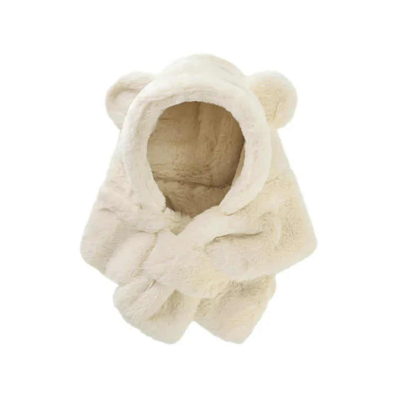 Bear Cuddly Hat – One-piece Baby Hat & Scarf for Cold Days