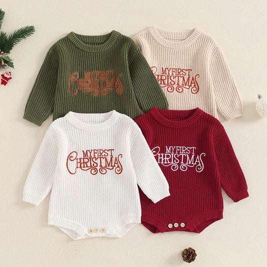 My First Christmas Strick Pullover – Unisex Body für Babys