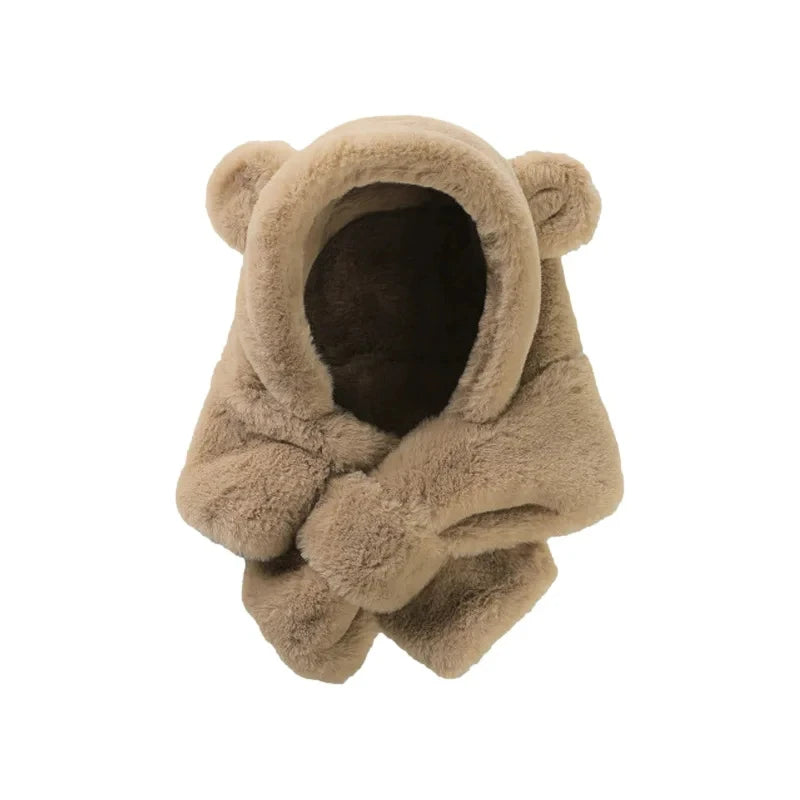 Bear Cuddly Hat – One-piece Baby Hat & Scarf for Cold Days